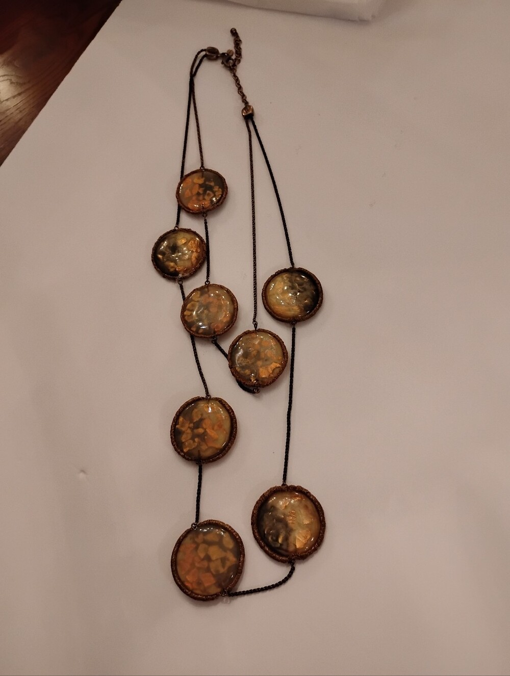 Chico's Multi-Tone Gold and Brown Layered Disc Necklace